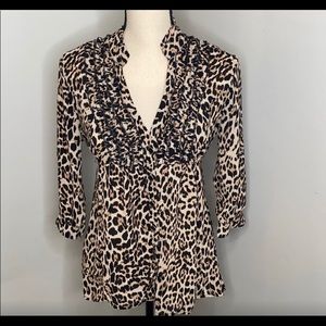 Love Haight leopard print button up tunic - S